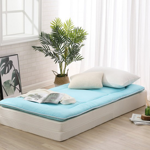LAMINA  單人 純色100%純棉日式床墊-極簡藍 透氣床墊,5公分,三折收納床墊,純棉床墊