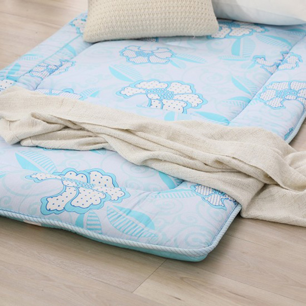 LAMINA   蝶花飛舞100%精梳棉日式床墊5cm-藍(單人)  蝶花飛舞,床墊,精梳棉,透氣床墊,5公分,三折