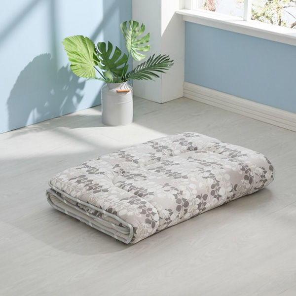 LAMINA 單人 自然葉風100%精梳棉日式床墊5cm-灰 精梳棉床墊,環保無毒床墊,40支精梳棉床墊三折床墊