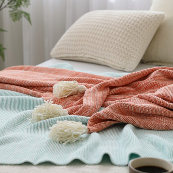 Cozy inn  純棉漸變流蘇針織毯-鬱金香 純棉毯,純棉針織毯,冬毯,流蘇針織毯