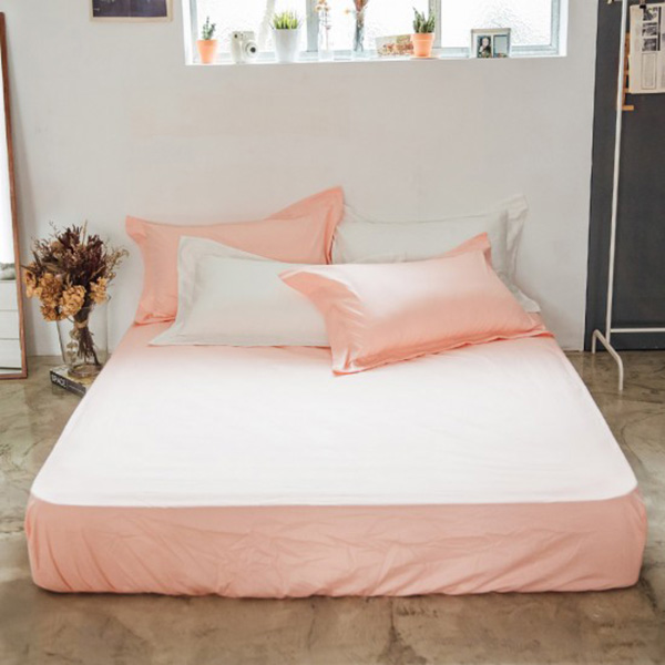 LAMINA  加大  純色-裸粉橘 100%精梳棉床包 精梳棉床包,粉橘床包,100%精梳棉床包,台灣製加大床包,加大床包