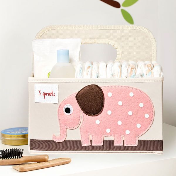 加拿大 3 Sprouts 手提收納箱-粉色大象 