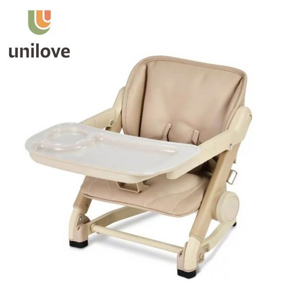 【unilove】Feed Me攜帶式寶寶餐椅(椅身+皮革椅墊)-奶茶色