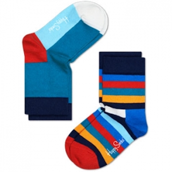 Happy Socks 【五色彩旗x繽紛條紋-藍】襪子2入-(12-24m) 