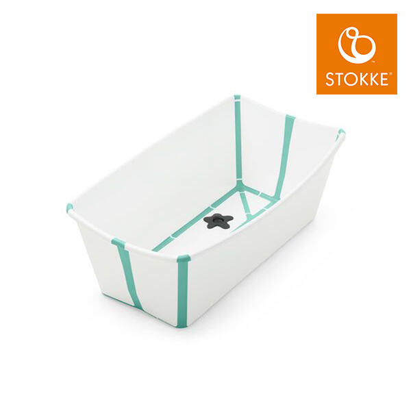 Stokke® Flexi Bath™ 摺疊式浴盆 ( 白色 | 湖水綠包邊 ) 