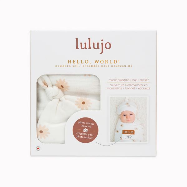 【lulujo】竹纖維新生兒帽子包巾禮盒(雛菊) 