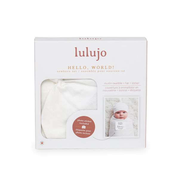 【lulujo】竹纖維新生兒帽子包巾禮盒(白) 