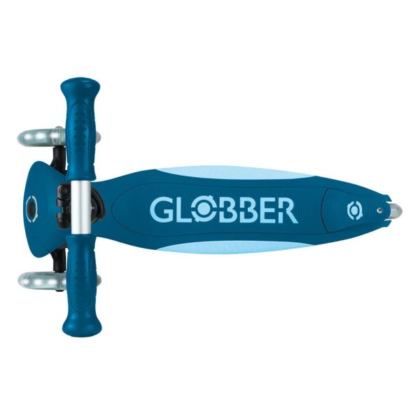 法國 GLOBBER 2合1三輪折疊滑板車城市版(白光發光前輪)-時尚森綠藍 
