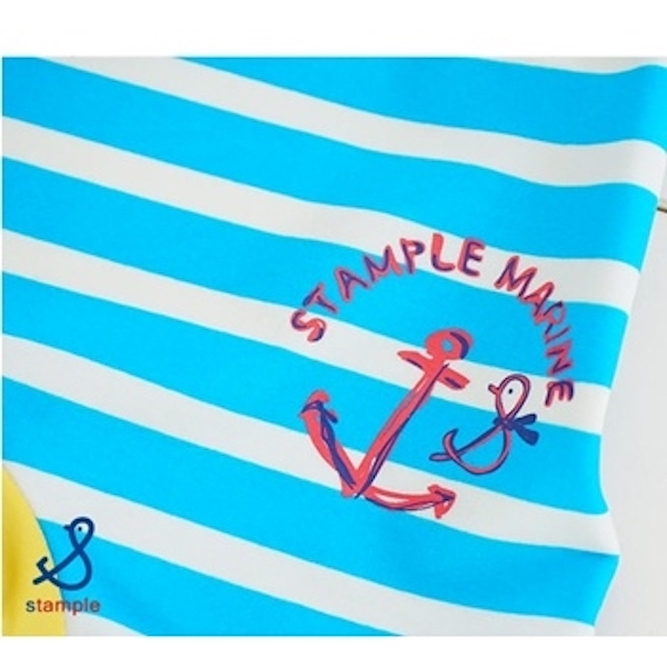 日本Stample 亮彩條紋連身泳衣(亮藍色) 