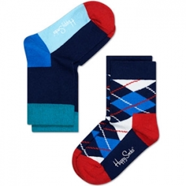 Happy Socks 【五色彩旗x經典菱格】襪子2入(2-4y) 
