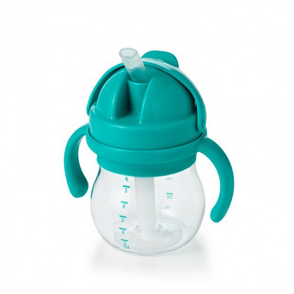 OXO寶寶握吸管杯-靚藍綠-150ml(送專用飲嘴替換組) 