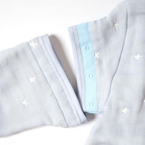 Hoppetta十字星彩六層紗可拆袖成長型睡袍-天空藍 