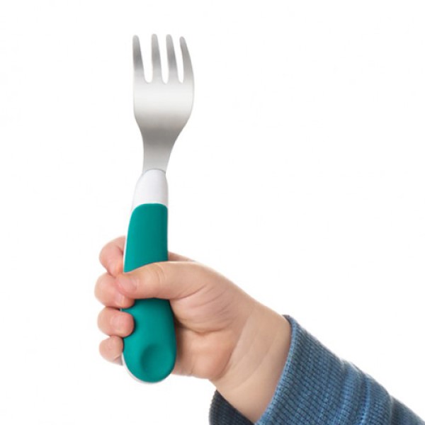 OXO隨行叉匙組附盒(靚藍綠) oxotot,oxo,隨行餐具,幼兒學習餐具,不鏽鋼餐具,304不鏽鋼,湯叉,叉匙