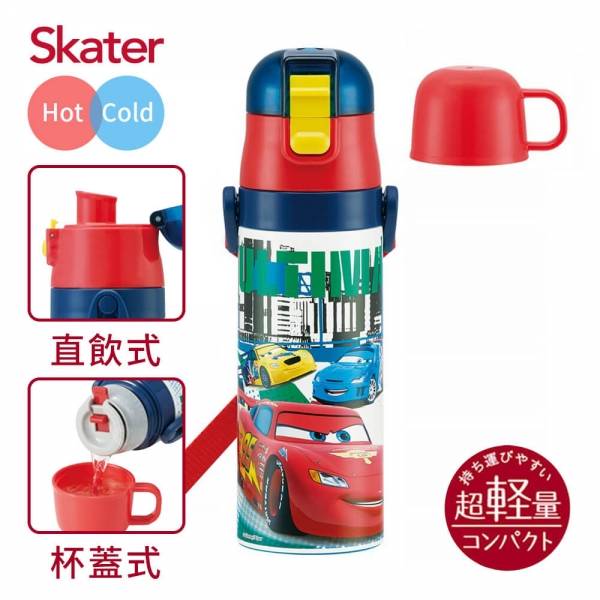 日本Skater 2WAY不鏽鋼保溫保冷水壺-閃電麥坤McQueen (470ml) 