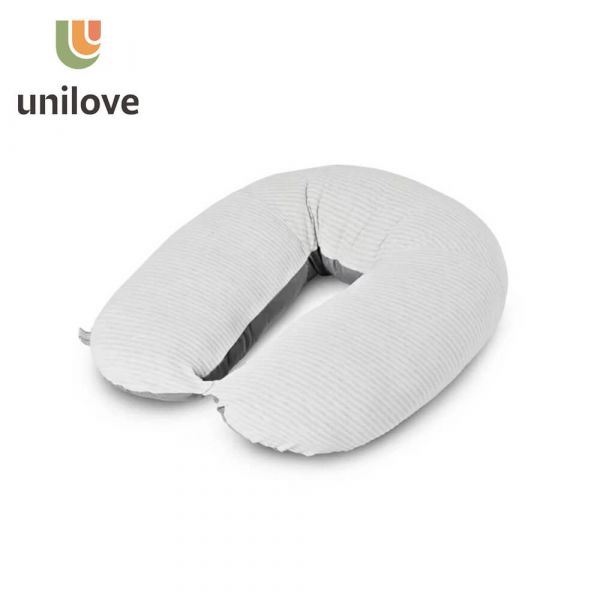 【unilove】Hopo多功能孕哺枕枕套(有機棉款)-條紋灰(純枕套-無枕芯)