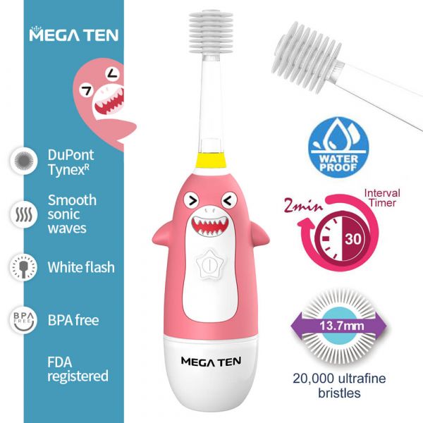 【VIVATEC】MEGA TEN 360兒童電動牙刷(鯊魚)