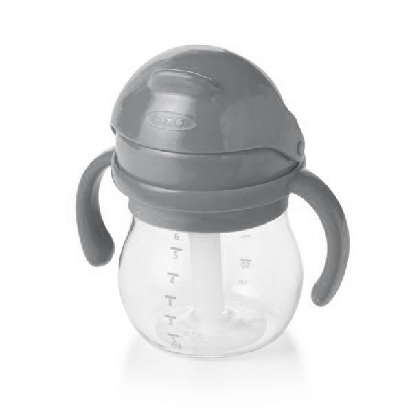 OXO寶寶握吸管杯-大象灰-150ml(送專用飲嘴替換組) 