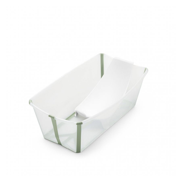 Stokke® Flexi Bath Bundle Tub with Support 3 摺疊式浴盆套裝（含初生嬰兒浴架） - 透明綠 