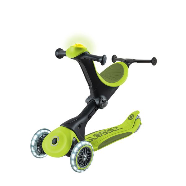 法國 GLOBBER GO‧UP 5合1酷炫版多功能滑板車(白光發光前輪)探索極光綠 