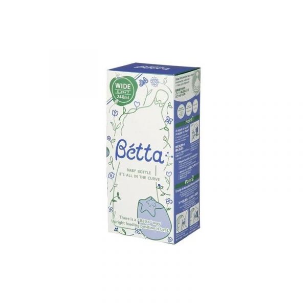 日本Dr.Betta寬口防脹氣奶瓶 Brain WS4-240ml(PPSU)-藍花兒 