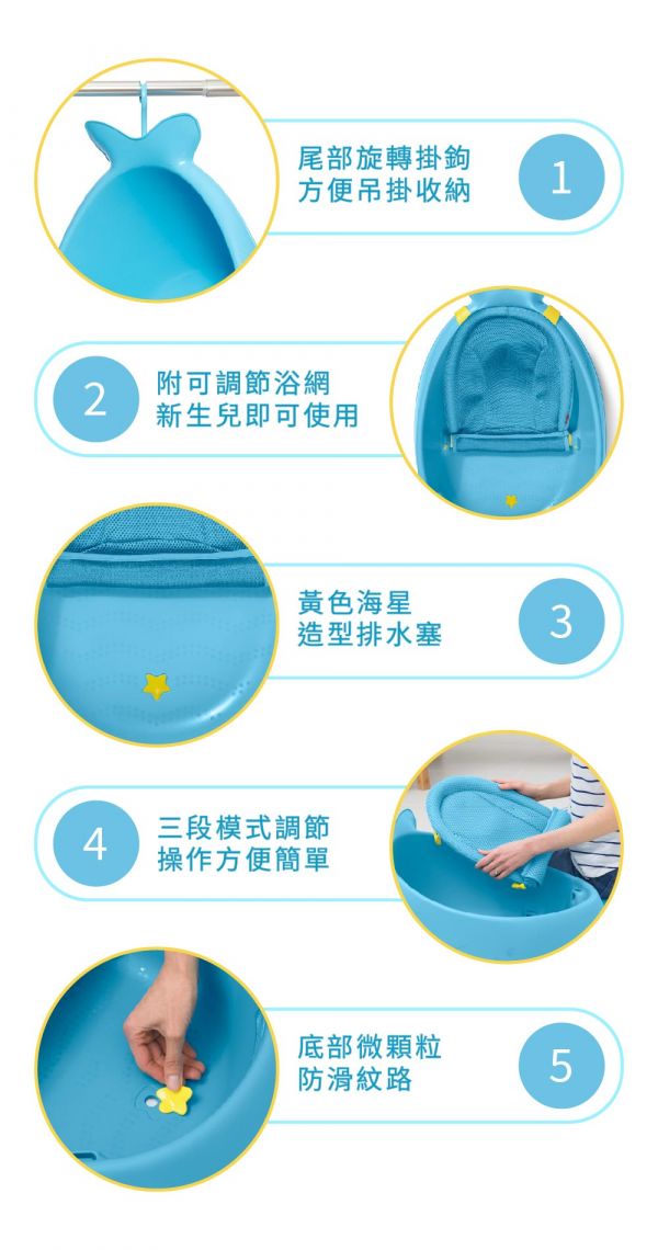 【SKIP*HOP】三階段人體工學嬰幼兒浴盆（附浴網）-海洋藍 浴盆,人體工學,skip*hop,嬰兒浴盆,幼兒浴盆