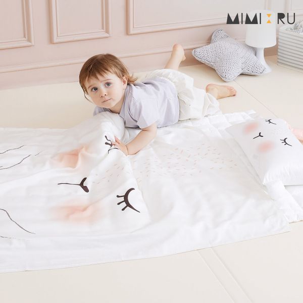 GGUMBI/MIMIRU 竹纖維防蟎透氣睡墊三件組 (童枕+涼被+涼墊) - 兔子 