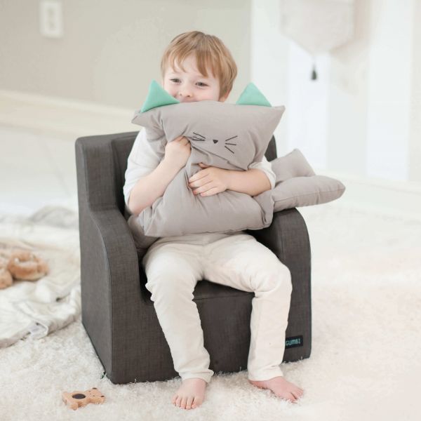 【GGUMBI】嬰幼童沙發+貓咪靠墊組(炭灰色) GGUMBI,兒童沙發,嬰幼兒沙發,嬰幼兒椅,兒童沙發,兒童椅