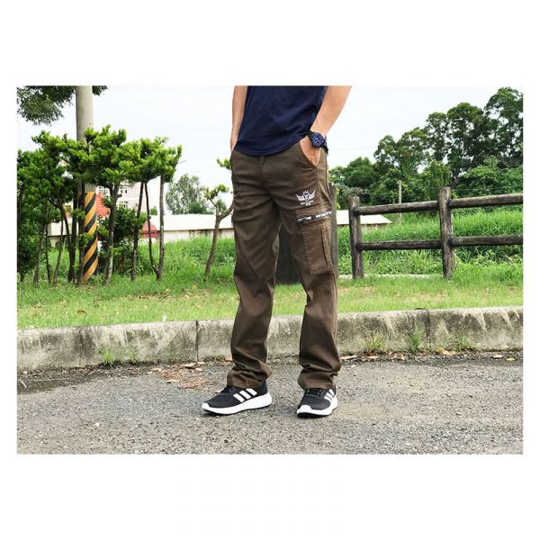 【夏季薄款】側口袋拉鍊設計彈性工作褲【7352】 