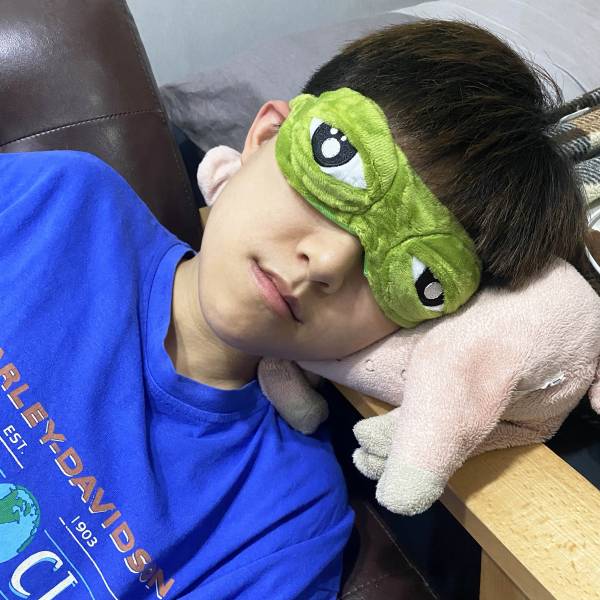 悲傷蛙眼罩 悲傷蛙眼罩,冰熱敷眼罩,青蛙眼罩,佩佩蛙,睡眠眼罩,遮光眼罩,矇眼道具,交換禮物,地獄禮物,午睡神器,小廢物