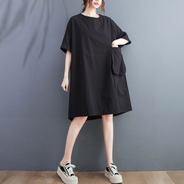 洋裝 - K7181 剪裁口袋寬鬆洋裝【加大F】 