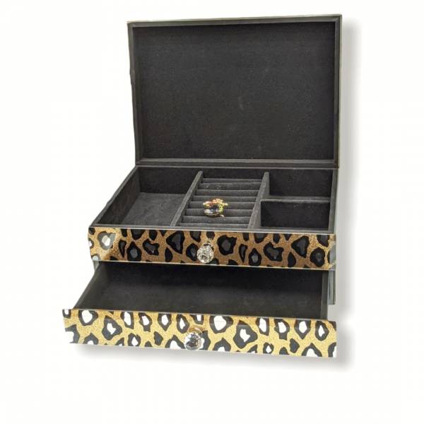 經典豹紋亮面珠寶盒 