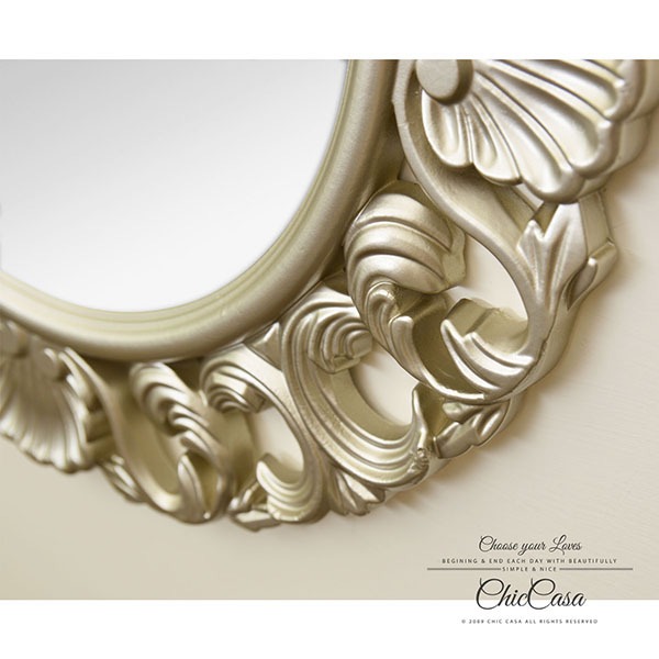 夏洛蒂立體浮雕古典壁掛鏡 香檳金 玄關鏡,浴室鏡,開店,化妝鏡,鏡子,古典,復古,雜貨,家居,裝飾
