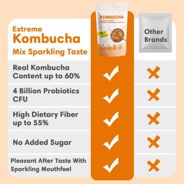 Probiotics Kombucha Powder with Grapefruit & Vitamin C Bag Pack (Per bag: 140g) Kombucha Powder,probiotics tea,fermented tea,Kombucha Powder supplier,Kombucha Powder factory,guide,wholesaler,distributor,OEM,ODM