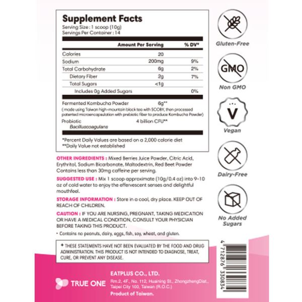 Probiotics Kombucha Powder with Grapefruit & Vitamin C Bag Pack (Per bag: 140g) Kombucha Powder,probiotics tea,fermented tea,Kombucha Powder supplier,Kombucha Powder factory,guide,wholesaler,distributor,OEM,ODM