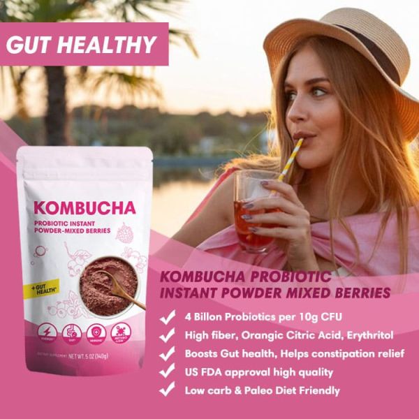 Probiotics Kombucha Powder with Mixed Berried Bag Pack  (Per bag: 140g) Kombucha Powder,probiotics tea,fermented tea,Kombucha Powder supplier,Kombucha Powder factory,guide,wholesaler,distributor,OEM,ODM