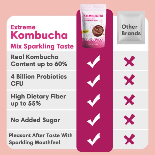 Probiotics Kombucha Powder with Mixed Berried Bag Pack  (Per bag: 140g) Kombucha Powder,probiotics tea,fermented tea,Kombucha Powder supplier,Kombucha Powder factory,guide,wholesaler,distributor,OEM,ODM