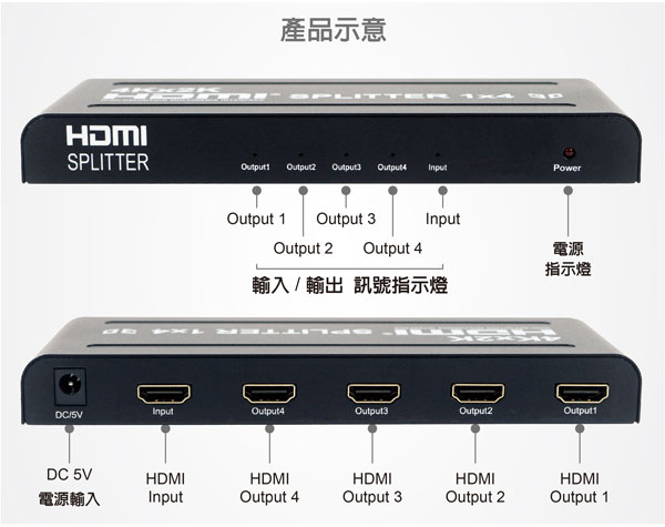 伽利略 HDMI【1進4出】4K2K影音分配器HDS104A 伽利略 HDMI【1進4出】4K2K影音分配器HDS104A