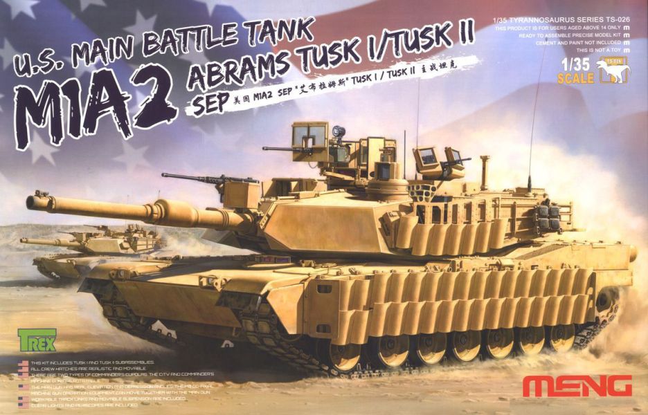 MENG 1/35 美國 M1A2 主力戰車 坦克 SEP TUSK I/TUSK II 組裝模型 MENG 1/35 美國 M1A2 主力戰車 坦克 SEP TUSK I/TUSK II 組裝模型