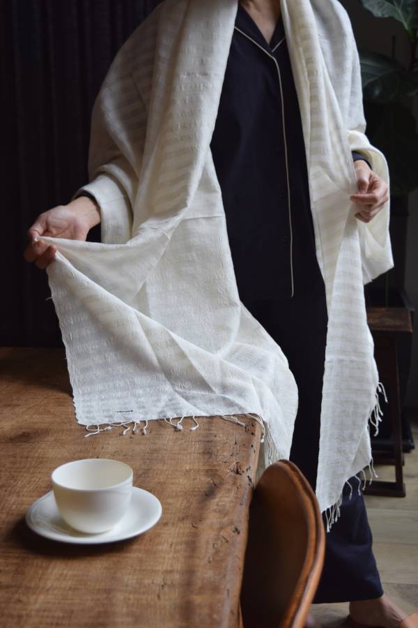 【Maku Textile】PREMDA 圍巾_A1938 手織,手紡紗,圍巾,蠶絲,植物染,草木染
