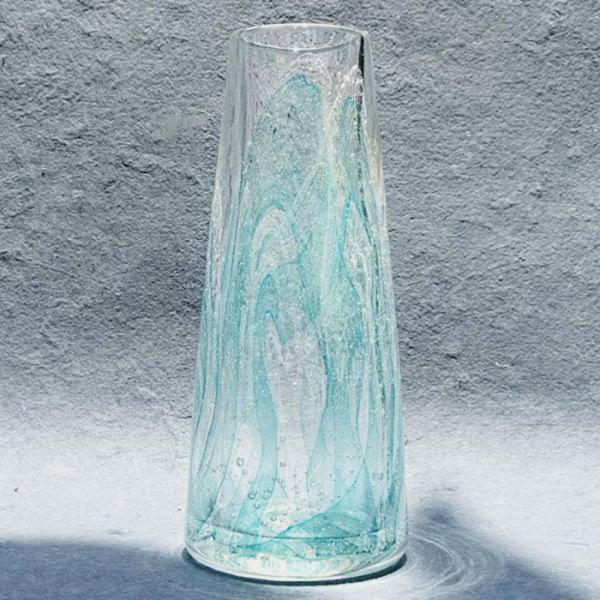 【丁右尉】嵐景_空藍山形瓶 玻璃,口吹玻璃,手作玻璃,玻璃花器,花瓶,花器