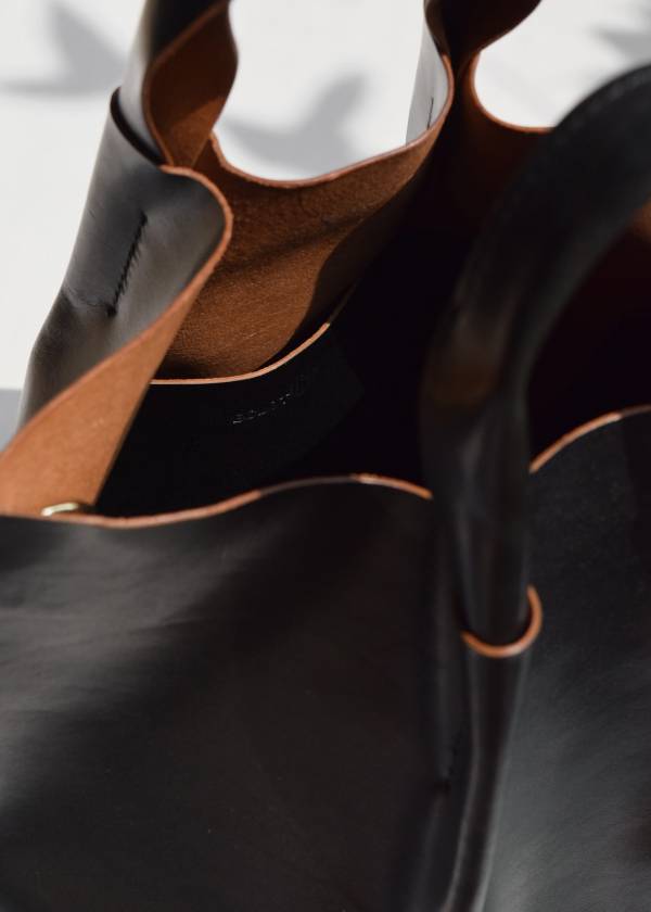 【Eclôt Design】Bi-color_黑色大開口笑包 真皮,包包,皮包,手縫皮革,皮件,手拿包,植鞣
