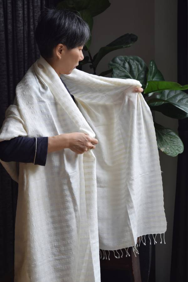 【Maku Textile】PREMDA 圍巾_A1938 手織,手紡紗,圍巾,蠶絲,植物染,草木染