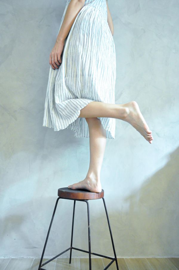 【Maku Textile】GATHERED SLIP DRESS_347洋裝_G2021 手織,手紡紗,洋裝,植物染,草木染