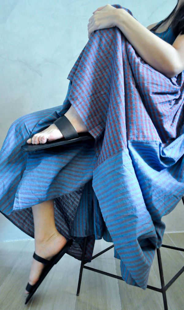 【Maku Textile】GATHRERD洋裝_G2088 手織,手紡紗,洋裝,植物染,草木染