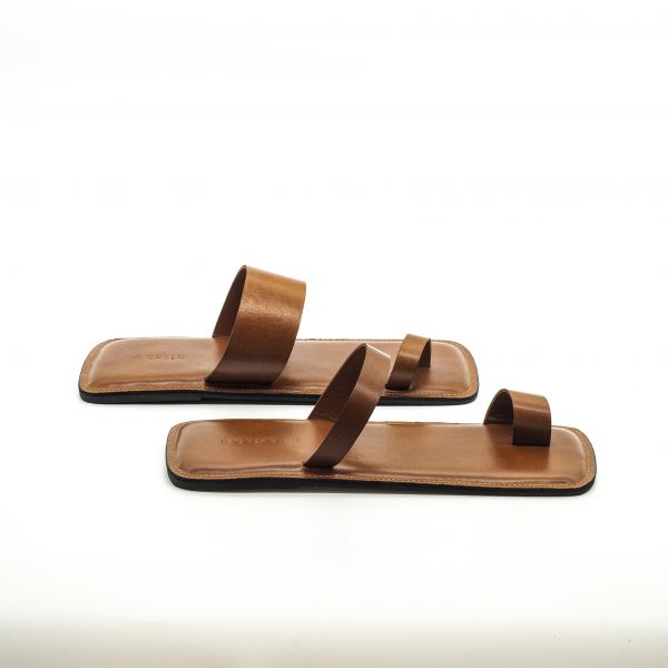 【Kilchu】Bauhaus 02_焦糖棕 拖鞋,涼鞋,印度,牛皮,皮拖鞋,夾腳拖