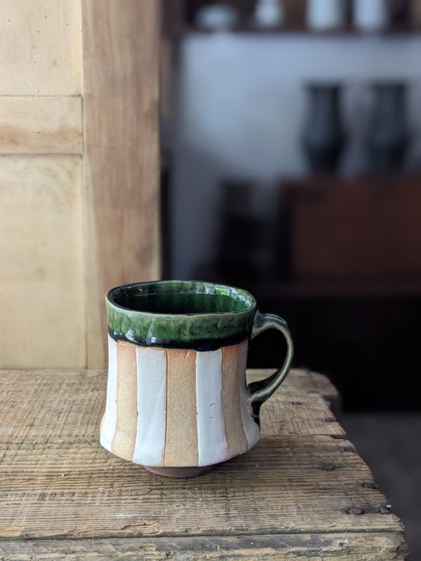 陳希泓 織部綠條紋咖啡杯 