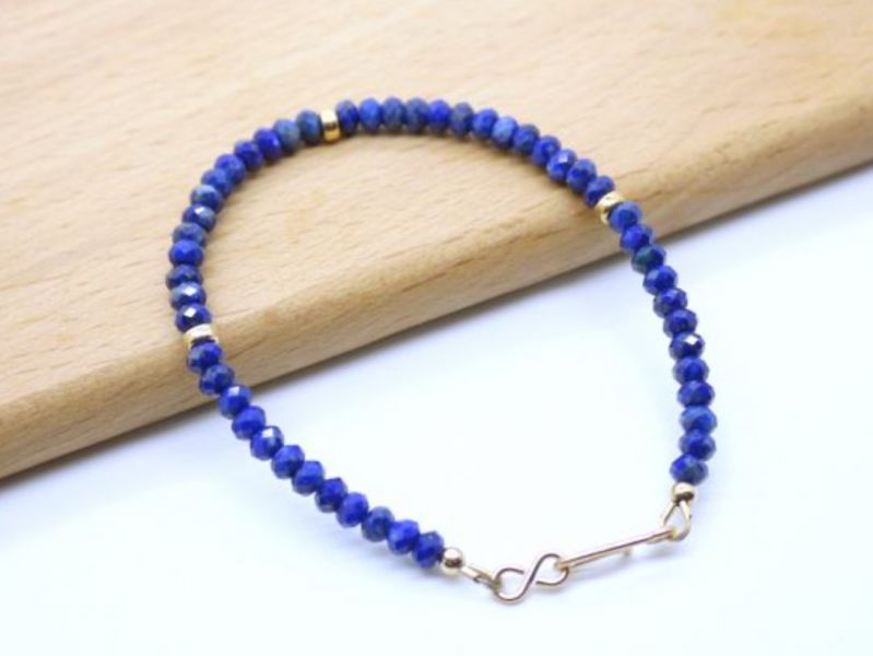 Lapis Lazuli Faceted Beads 14KF Bracelet  lapis lazuli,bracelet,gemstone,jewelry,gold filled,
faceted