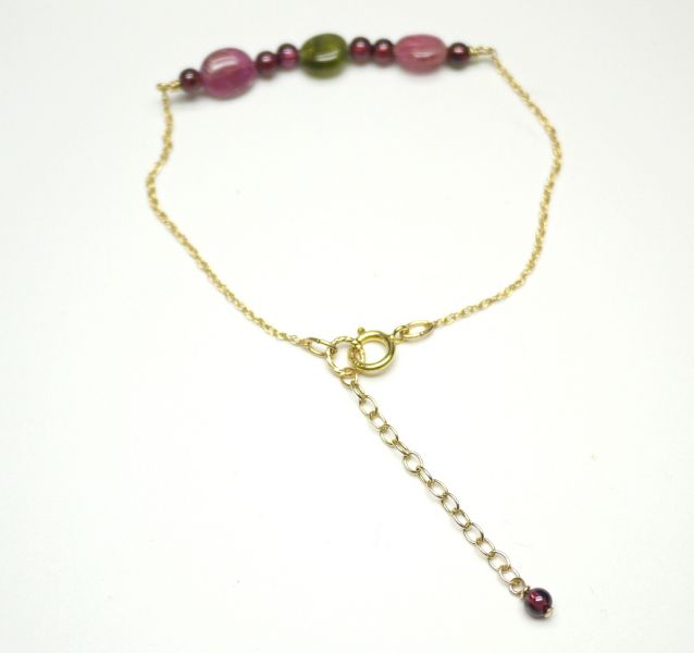 Natural Tourmaline 14KF Chain Bracelet  red coral,jade,jewelry,gemstone,diamond,taipei jewelry store,bracelet,ring,earrings,necklace,pendant