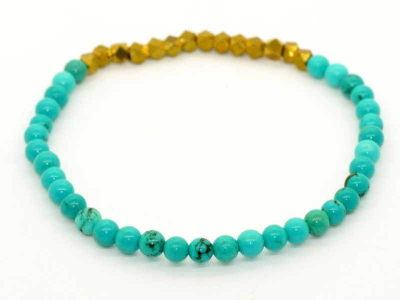 Turquoise 4mm beads with Brass Bracelet  turquoise,bracelet,gemstone,jewelry