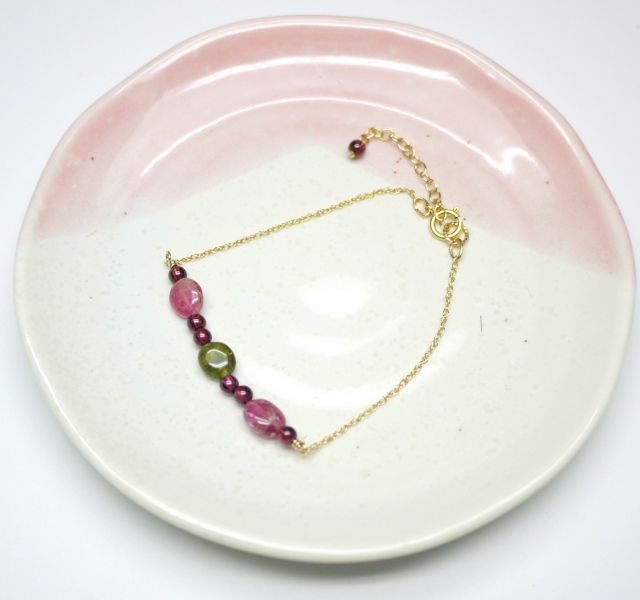 Natural Tourmaline 14KF Chain Bracelet  red coral,jade,jewelry,gemstone,diamond,taipei jewelry store,bracelet,ring,earrings,necklace,pendant